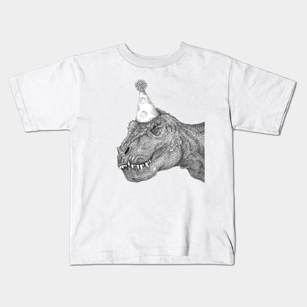 Party Dinosaur Kids T-Shirt by ECMazur